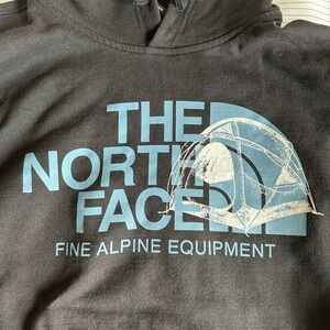 The North Face Black Hoodie Blue Logo